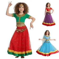 Costume de danse indienne fillette top et jupe - 1