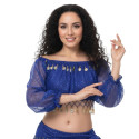 Top de danse orientale bleu roy à paillettes