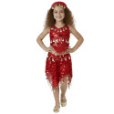 Tenue orientale enfant brillante top jupe rouge