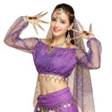 Brassière de danse orientale brillante à manches longues violet