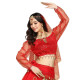 Brassière de danse orientale brillante à manches longues rouge - 1