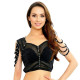 Top court résille transparente et épaulettes perlées noir