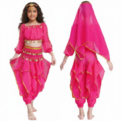 Costume de danse orientale top sarouel enfant fuschia - 1