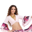 Top manches voilées de danse orientale rose papillon