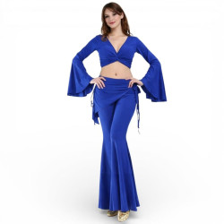 Tenue d'entraînement de danse orientale bleu roy - 1