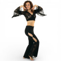 Tenue d'entraînement de danse orientale dentelle noire