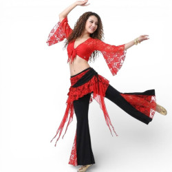 Tenue de cours de danse orientale rouge - 1