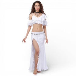 Tenue de danse orientale femme blanche 3 pièces - 1