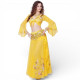 Costume de danse orientale brodé jaune top jupe - 1