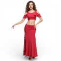 Tenue de danse orientale en lycra 2 pièces grenat