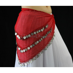 Ceinture triangle fushia à sequins argent