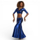 Tenue de danse orientale choli strass - bleu
