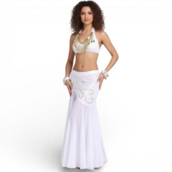Ensemble de danse orientale top jupe sirène blanc - 1