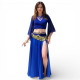 Jupe fendue et top manches voilées bleu roy pour la danse orientale - 1