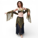 Ensemble de danse orientale noir à paillettes dorées
