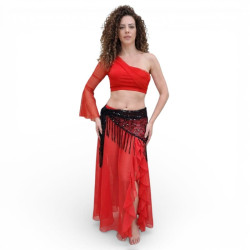 Costume de danse flamenco orientale 2 pièces rouge - 1