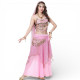 Tenue de danse orientale 2 pièces Haut + Jupe rose clair et or - 1