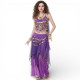 Tenue de danse orientale 2 pièces Haut + Jupe violet et or - 1