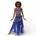 Tenue de danse orientale 2 pièces Haut + Jupe bleu nuit et or