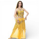 Tenue de danse orientale 2 pièces Haut + Jupe jaune et or - 1