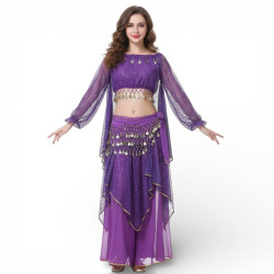 Costume de danse orientale 2 pièces Haut + violet et doré - 1