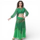 Costume de danse orientale 2 pièces Haut + vert intense et doré - 1