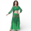 Costume de danse orientale 2 pièces Haut + vert intense et doré
