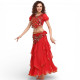 Tenue de danseuse orientale rouge top jupe et ceinture - 1