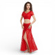 Costume de danse orientale en dentelle 2 pièces rouge - 1