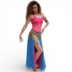 Costume de danse orientale top fushia et jupe bicolore - 1
