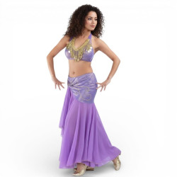 Ensemble de danse orientale top jupe sirène violet - 1