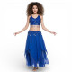 Ensemble de danse orientale top + jupe longue à sequins bleu roy - 1