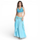 Ensemble de danse orientale top + jupe longue à sequins turquoise - 1