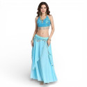 Ensemble de danse orientale top + jupe longue à sequins turquoise