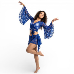 Tenue de cours de danse Bleu roy et strass - 1