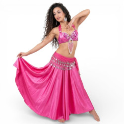 Tenue de danse orientale fuschia et argent 3 pièces - 1