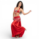 Tenue de danse orientale rouge et argent 3 pièces
