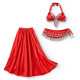 Tenue de danse orientale rouge et argent 3 pièces - 2