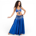 Tenue de danse orientale bleu et argent 3 pièces