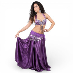 Tenue de danse orientale violet et argent 3 pièces - 1