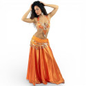Tenue de danse orientale orange et argent 3 pièces