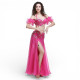 Costume de danse orientale 3 pièces fuschia à paillettes argent - 1