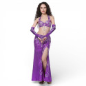 Costume de danse orientale violet et strass