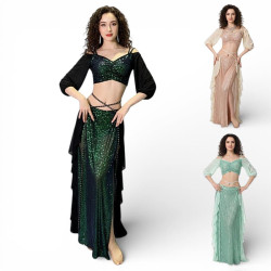 Tenue de danse orientale 2 pièces reflets scintillants - 1