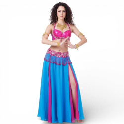 Ensemble de danse orientale bleu et fuschia - 1