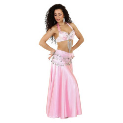 Tenue de danse orientale rose clair et argent 3 pièces - 1