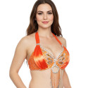 Soutien gorge satin de danse orientale orange bonnet C D