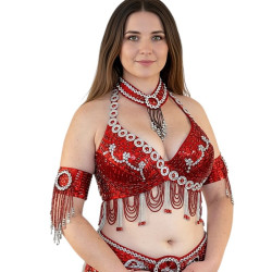 Soutien-gorge danse orientale rouge 90D/E – maintien renforcé - 1