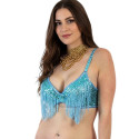 Soutien gorge de danse orientale perlé turquoise