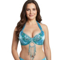 Soutien gorge satin de danse orientale turquoise bonnet C D